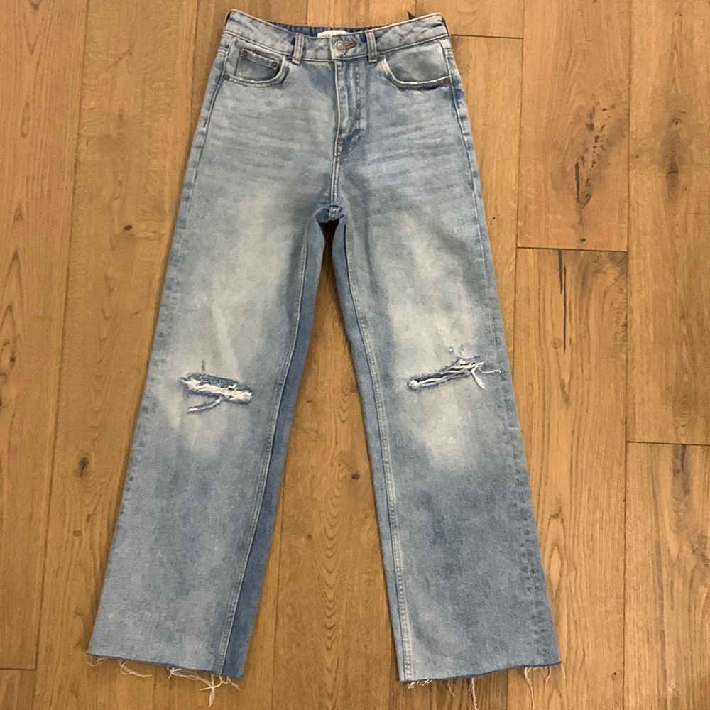 Wide Leg High Rise Zara Denim Jeans Size 26